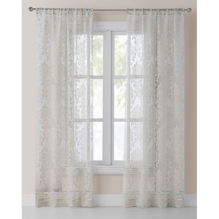 Rosdorf Park German Damask Sheer Thermal Rod Pocket Curtain Panels